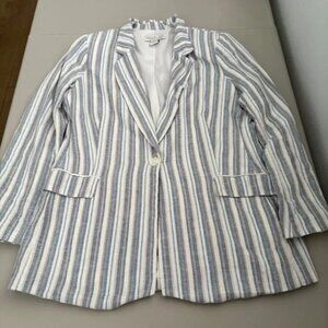 Striped Rachel Zoe Blazer, Elegant Button-Down Jacket, Women's Fashion